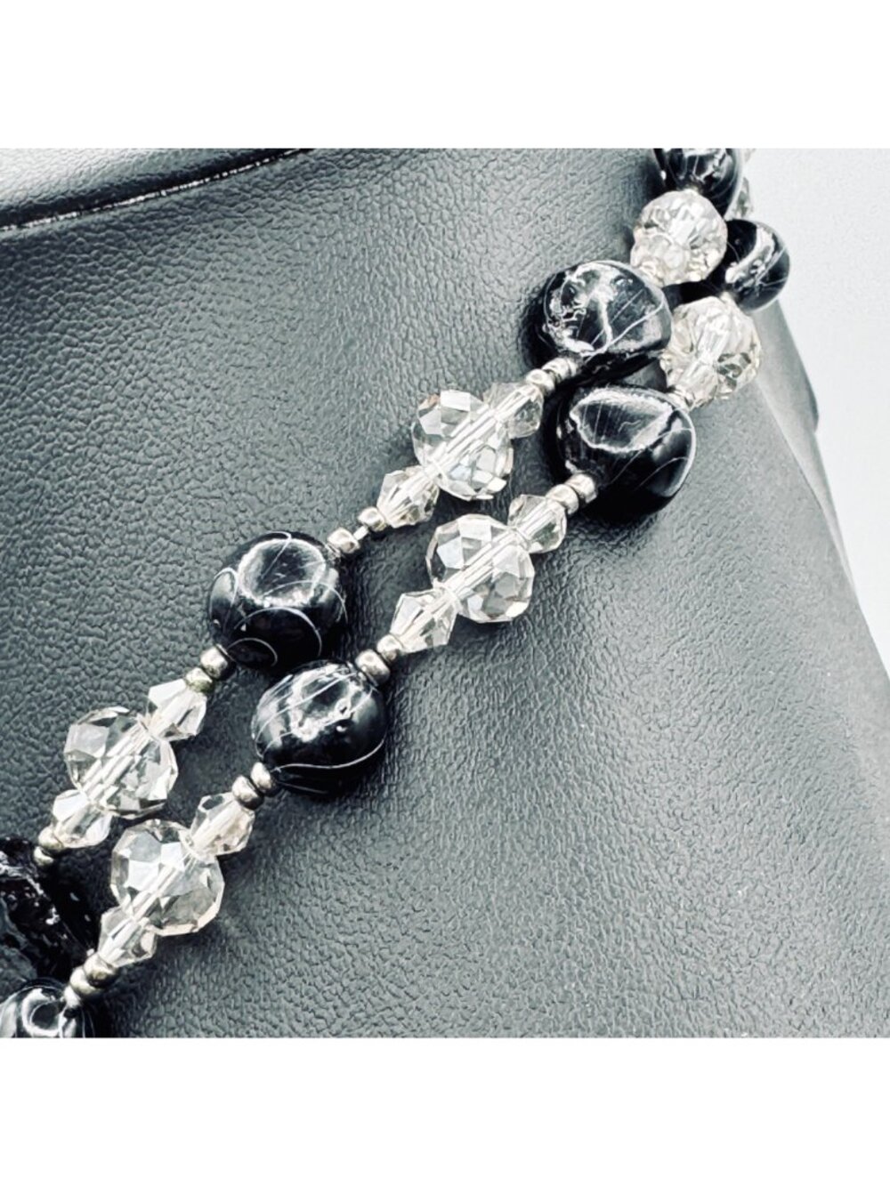 Crystal and Black Lampwork Bead Necklace 60" Long Opera Length by Sukhmani 80g - Picture 9 of 16
